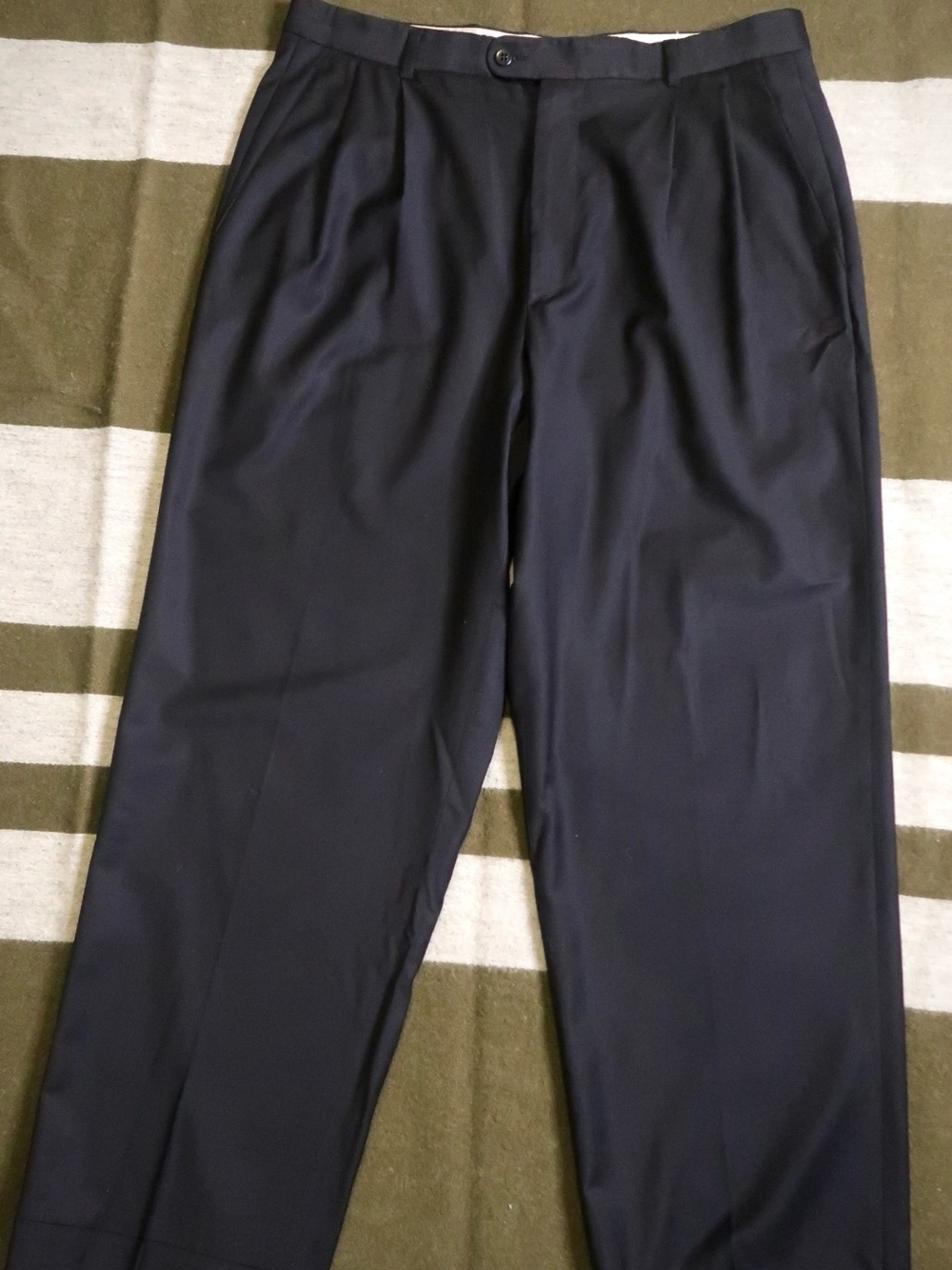 Zanella Navy Pleated Dress Pants
